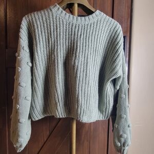 moon & madison Textured Knit Sweater - Light Green